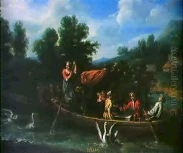 Der Monat Juli, Kahnfahrer Auf Einem Fluss - view 1