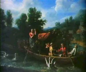 Der Monat Juli, Kahnfahrer Auf Einem Fluss by Jasper Broers