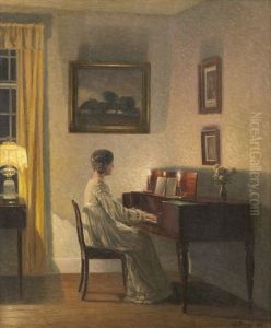 Interieur Mit Madchen Am Klavier by Karl Harald Alfred Broge