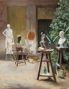 Inside The Studio Of The Danish Sculptor Vilhelm Bissen Near Frederiksholm Canal, Copenhagen by Karl Harald Alfred Broge