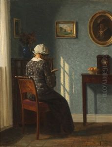 A Woman Reading In The Light From The Window by Karl Harald Alfred Broge
