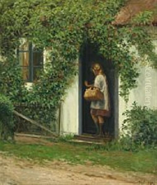 A Young Girl With A Basket - view 1