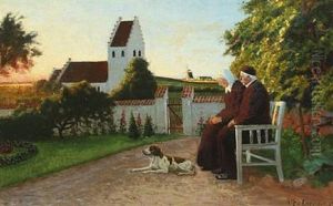 A Pair On A Bench At Sunset by Karl Harald Alfred Broge