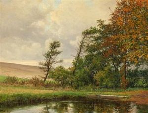 Landscape With Pond, Autumn by Karl Harald Alfred Broge