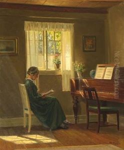Interior With A Woman Who Reads by Karl Harald Alfred Broge