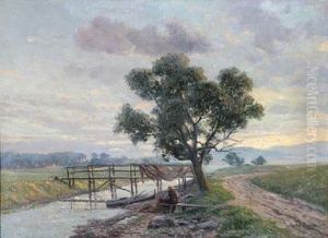 Landscape With A Fisherman At A Stream by Karl Harald Alfred Broge
