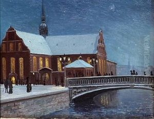 Winter Night At Holmens Church In Copenhagen Winter Night At Holmens Church In Copenhagen