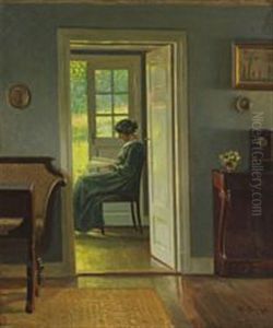 Interior With Reading Woman by Karl Harald Alfred Broge