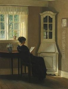 Interior With Reading Woman by Karl Harald Alfred Broge