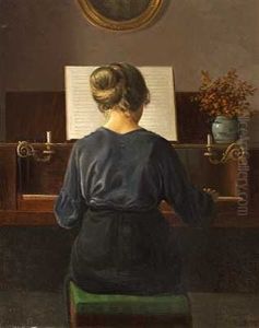Rygvendt Klaverspillende Ung Pige by Karl Harald Alfred Broge