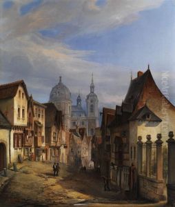 Blick In Den Strassenzug Eines Stadtchens Mit Kuppelkirche