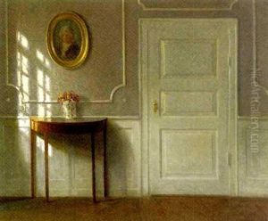 An Interior With A White Door
