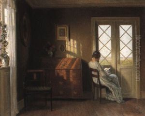 A Woman Reading At A Window by Karl Harald Alfred Broge