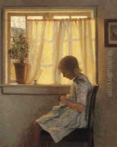 Knitting By A Window by Karl Harald Alfred Broge