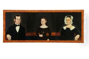 Family Group Of Portraits (triptych) by David Brokaw
