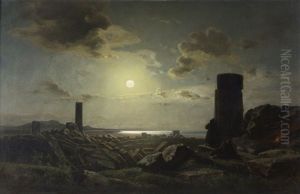 Moonlight On The Shore by August Bromeis