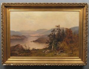 River And Mountains Landscape by Frank C. Bromley
