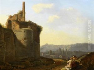 Nymphs Resting In A Classical Landscape by Gerrit van Bronckhorst