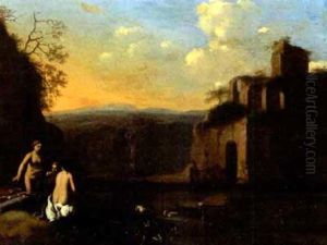 Diana And Her Attendants In A Classical Landscape by Gerrit van Bronckhorst