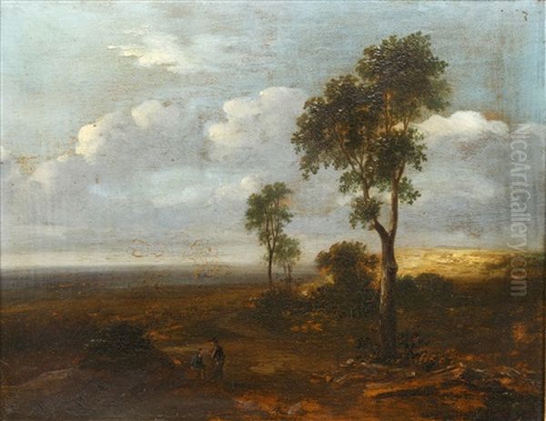 Landscape With Pair Of Figures (+ Landscape With A Gentleman On A Horse; Pair) - view 1