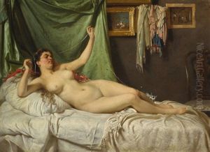 Artist's Model And Cat by Fedor Andreevich Bronnikoff