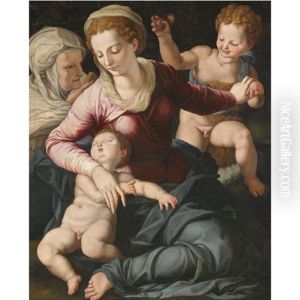 Madonna And Child With St. Anne And Infant St. John The Baptist by Agnolo Bronzino