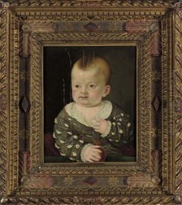 Portrait Of A Boy In A Grey Coat Holding A Ball by Agnolo Bronzino