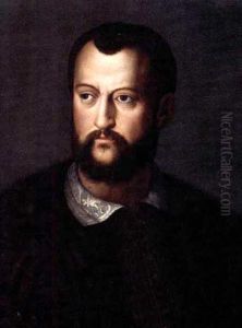Portrait Of Cosimo I De Medici (1519-1594), Head And Shoulders, Wearing A Fur-lined Brown Embroidered Cloak