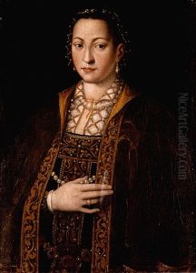Portrait Of Eleanora Of Toledo, Grand Duchess Of Tuscany, In A Richly Embroidered And Bejewelled Dress
