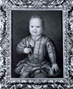 Portrait Of Giovanni De' Medici, Wearing A Pink Tunic And Holding A Goldfinch