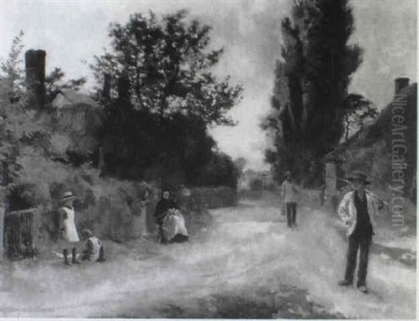 Figures On A Village Street - view 1
