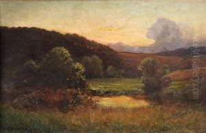 A Pond With Rolling Hills Beyond by Richard Norris Brooke