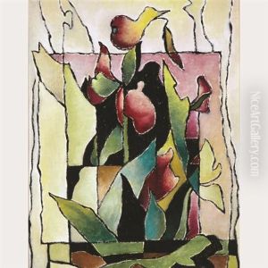 Abstract (floral: Purple, Green & Black) by Bertram Richard Brooker