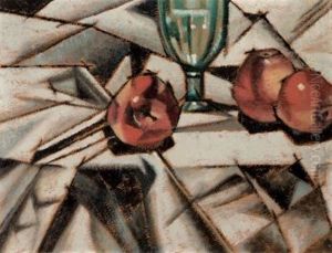 Still Life With Apples And Glass by Bertram Richard Brooker