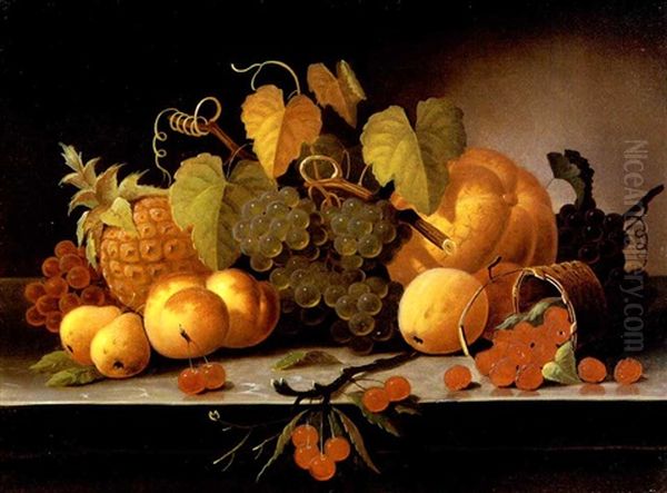 Still Life With Fruit, Melon And Pineapple On A Ledge - view 1
