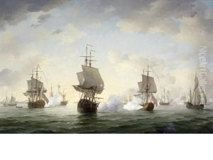 The Celebrated English Privateer Squadron Known As The Royal Family Engaging Enemy Ships During The War Of The Austrian Succession