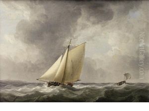 A Cutter Hauled On The Starboard Tack In A Fresh Breeze by Charles Brooking