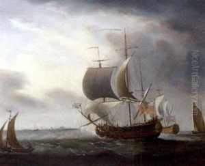 Ships Of The Fleet Signalling Their Arrival Off Harwich by Charles Brooking