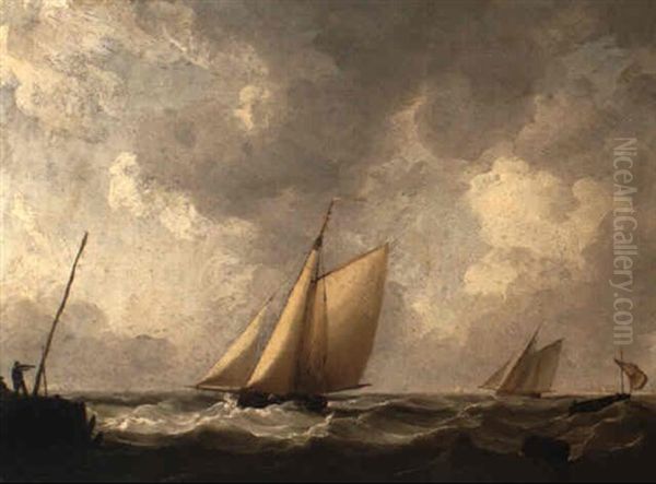 Shipping In Choppy Seas Off The Coast - view 1