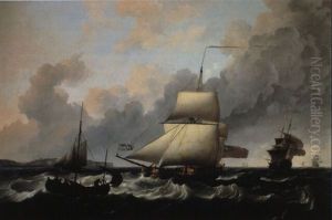 A Ketch-rigged Royal Yacht In A Fresh Breeze Off Dover by Charles Brooking
