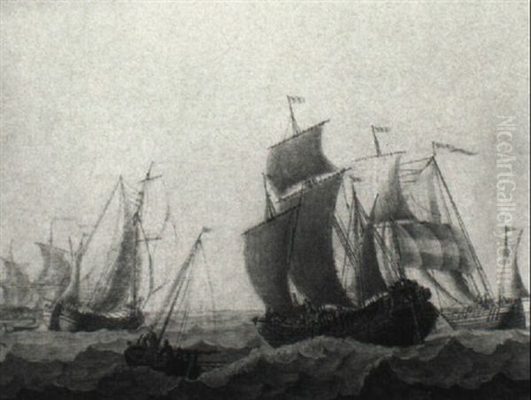 Sailing Barges At Sea - view 1