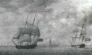 British Frigates In The North Sea by Charles Brooking
