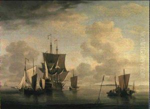 An East Indiaman And Fishing Craft Off Sheerness
