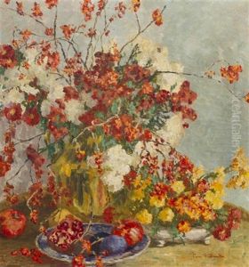 Still Life With Pink Flowers by Cora Smalley Brooks