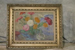 Zinnias And Marigolds by Cora Smalley Brooks