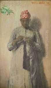 Portrait Of A Woman Knitting by Maria Matilda Brooks