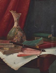 Still Life With Books And Vase by Nicholas Alden Brooks