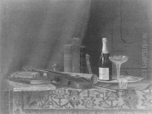 Still Life With Champagne, Books And Violin by Nicholas Alden Brooks