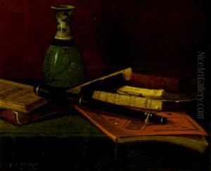 Still Life With Fife, Books And Vase