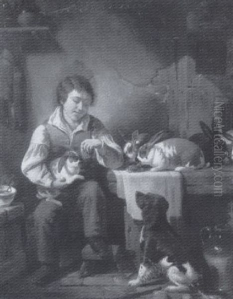 Interior With Boy And Animals - view 1